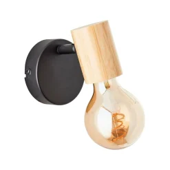 Kerry wandspot, zwart/natuur, breedte 9 cm, bamboe