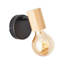 Kerry wandspot, zwart/natuur, breedte 9 cm, bamboe