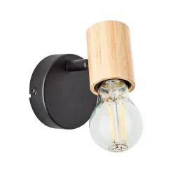 Kerry wandspot, zwart/natuur, breedte 9 cm, bamboe