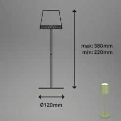 Kiki LED tafellamp, lime groen, IP44, 3.000K