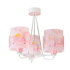 Kinderkamer hanglamp Little Elephant, 3-lamps, roze