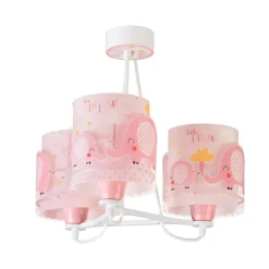 Kinderkamer hanglamp Little Elephant, 3-lamps, roze