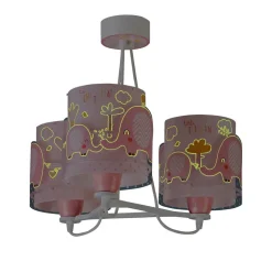 Kinderkamer hanglamp Little Elephant, 3-lamps, roze
