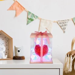 Kinderkamer tafellamp Brondar beer, rood, hoogte 32 cm