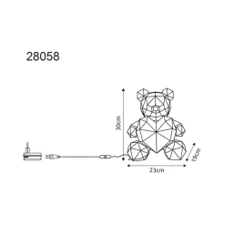 Kinderkamer tafellamp Brondar beer, rood, hoogte 32 cm