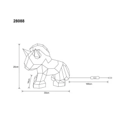Kinderkamer tafellamp Brondar eenhoorn, rood, hoogte 26 cm