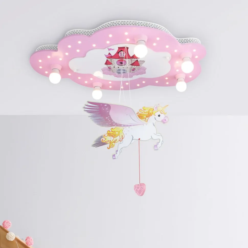 Kinder-plafondlamp Slot met eenhoorn