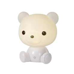 Kindertafellamp Dodo beer, wit, dimbaar, ABS