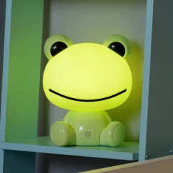 Kindertafellamp Dodo kikker, groen, dimbaar, ABS