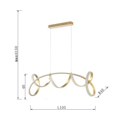 Kira LED hanglamp, goudkleurig, lengte 102 cm, 4000 K