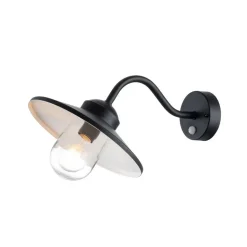 Klampenborg buitenwandlamp, zwart, bewegingsmelder