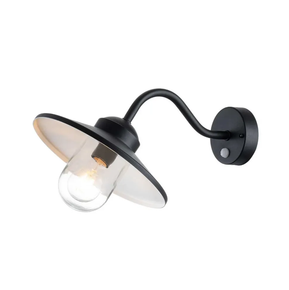 Klampenborg buitenwandlamp, zwart, bewegingsmelder