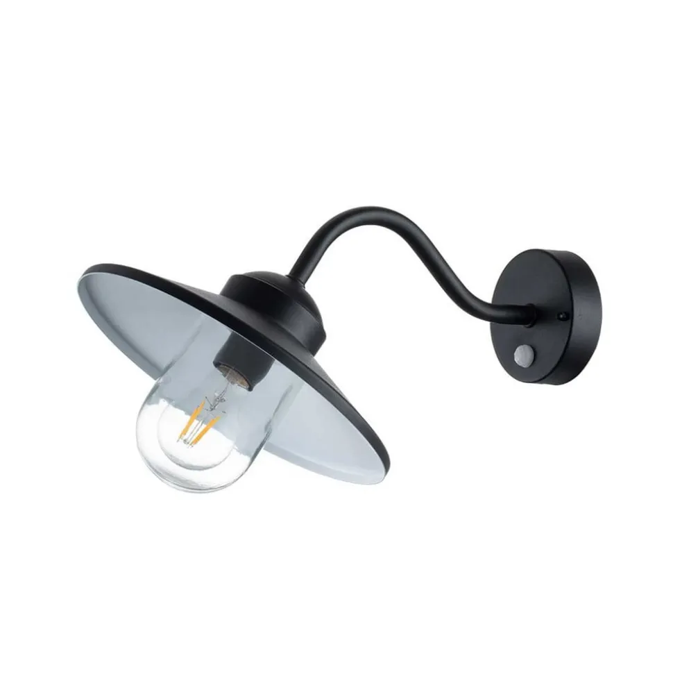 Klampenborg buitenwandlamp, zwart, bewegingsmelder