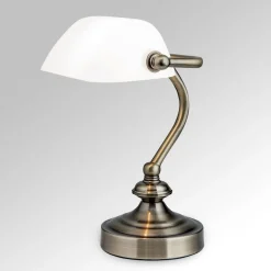 Klassieke bankier tafellamp Zora met glazen kap