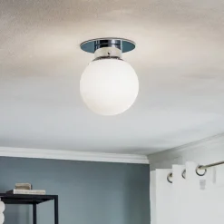 Klassieke bolvormige plafondlamp GLOBE, chroom