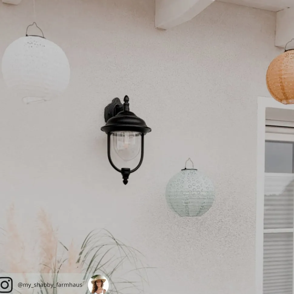 Klassieke buitenwandlamp PARMA hangend, zwart
