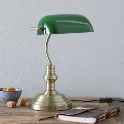 Klassieke tafellamp Bankers, 42 cm, groen