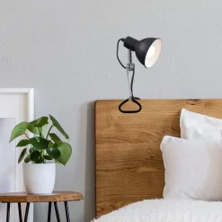 Klemlamp Fix, metalen kap, zwart