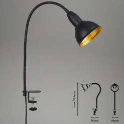 Klemlamp Hygge Comfort light Retro, zwart