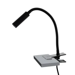 Klemlamp Lagos, zwart, metaal, 30 cm, leeslamp, G9