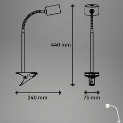 Klemlamp Tari, wit, CCT, touchdimmer, USB