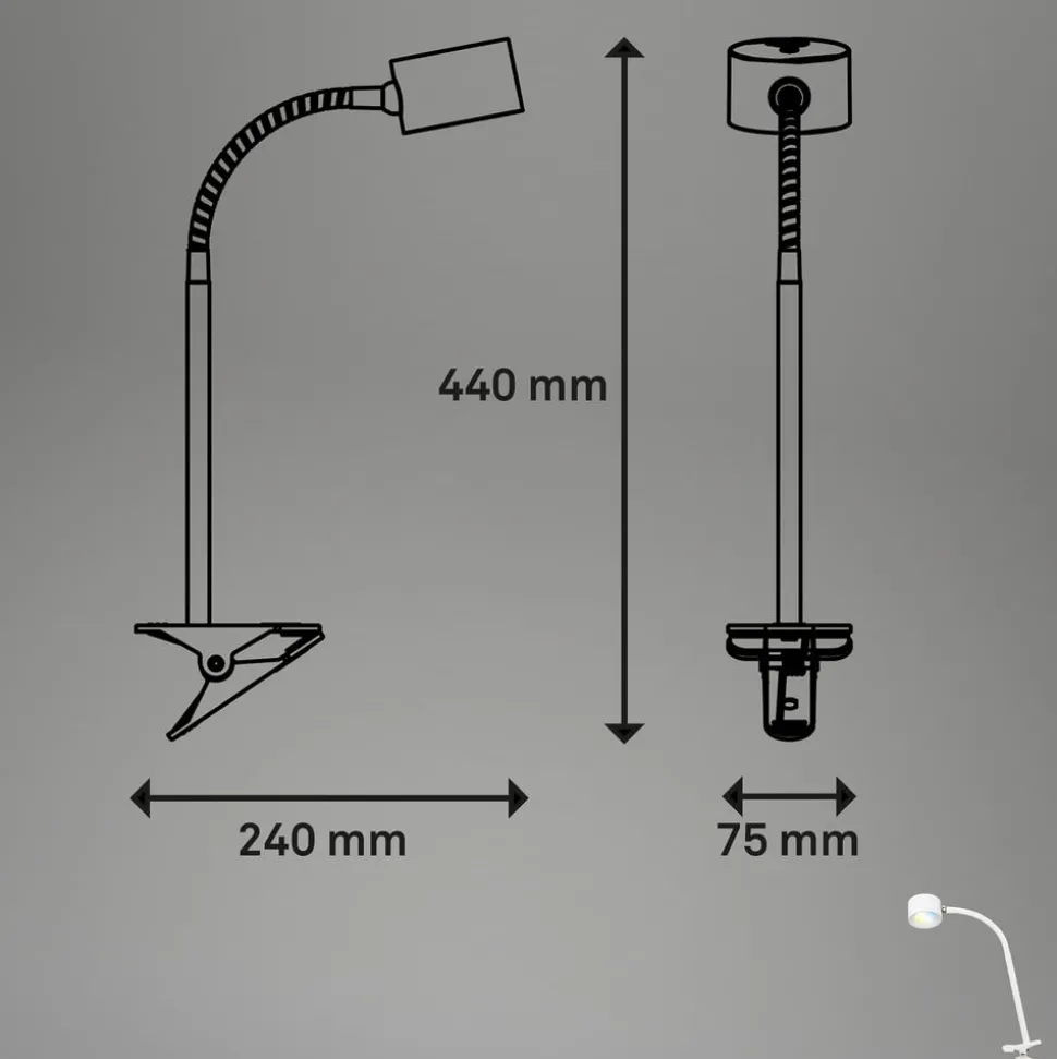 Klemlamp Tari, wit, CCT, touchdimmer, USB