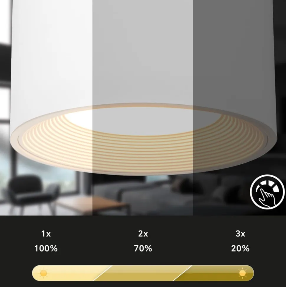 Klemlamp Tari, wit, CCT, touchdimmer, USB