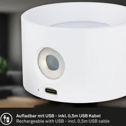 Klemlamp Tari, wit, CCT, touchdimmer, USB