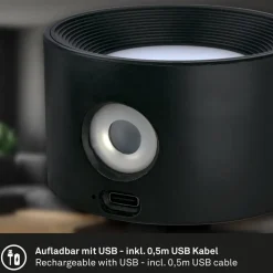 Klemlamp Tari, zwart, CCT, touchdimmer, USB