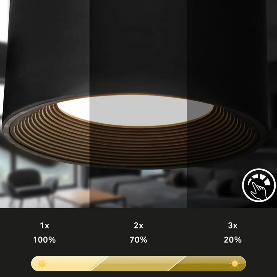 Klemlamp Tari, zwart, CCT, touchdimmer, USB