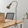 Klemlamp Triska met flexarm, gesatineerd nikkel