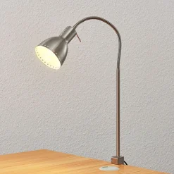 Klemlamp Triska met flexarm, gesatineerd nikkel