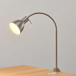 Klemlamp Triska met flexarm, gesatineerd nikkel