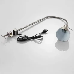 Klemlamp Triska met flexarm, gesatineerd nikkel