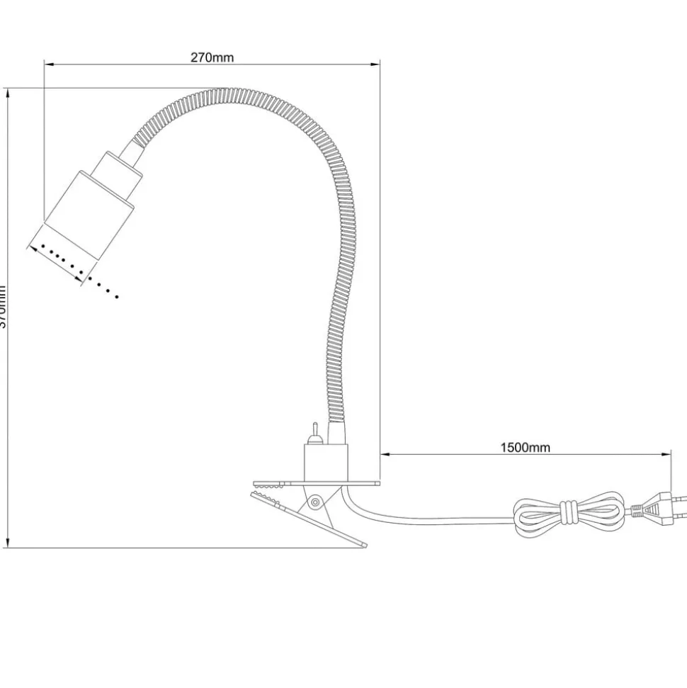 Klem-tafellamp Andres, flexibele hals, zwart
