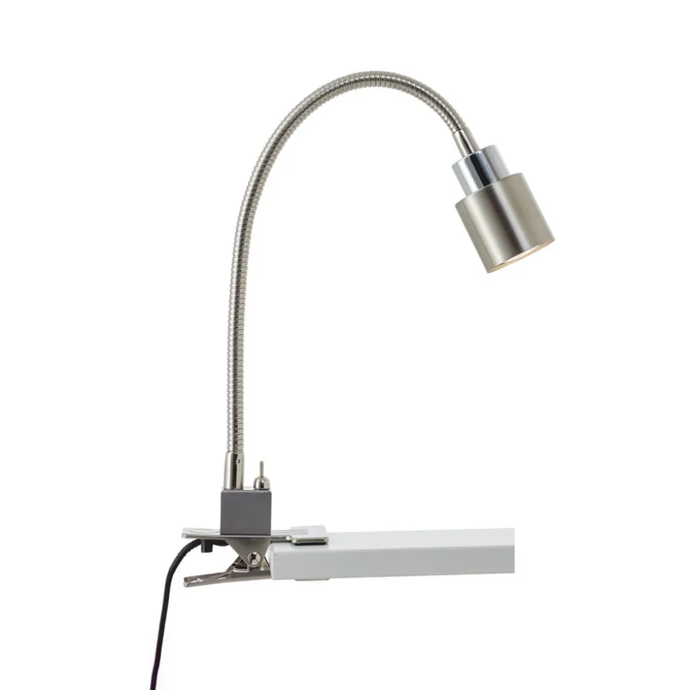 Klem-tafellamp Andres, flexibele hals, nikkel