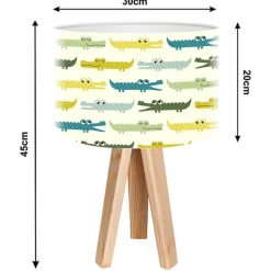 Kleurrijke kinderkamer tafellamp krokodil met hout