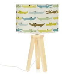 Kleurrijke kinderkamer tafellamp krokodil met hout