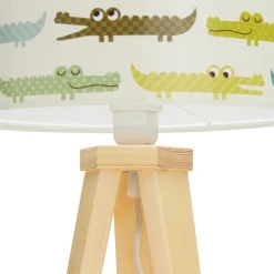 Kleurrijke kinderkamer tafellamp krokodil met hout