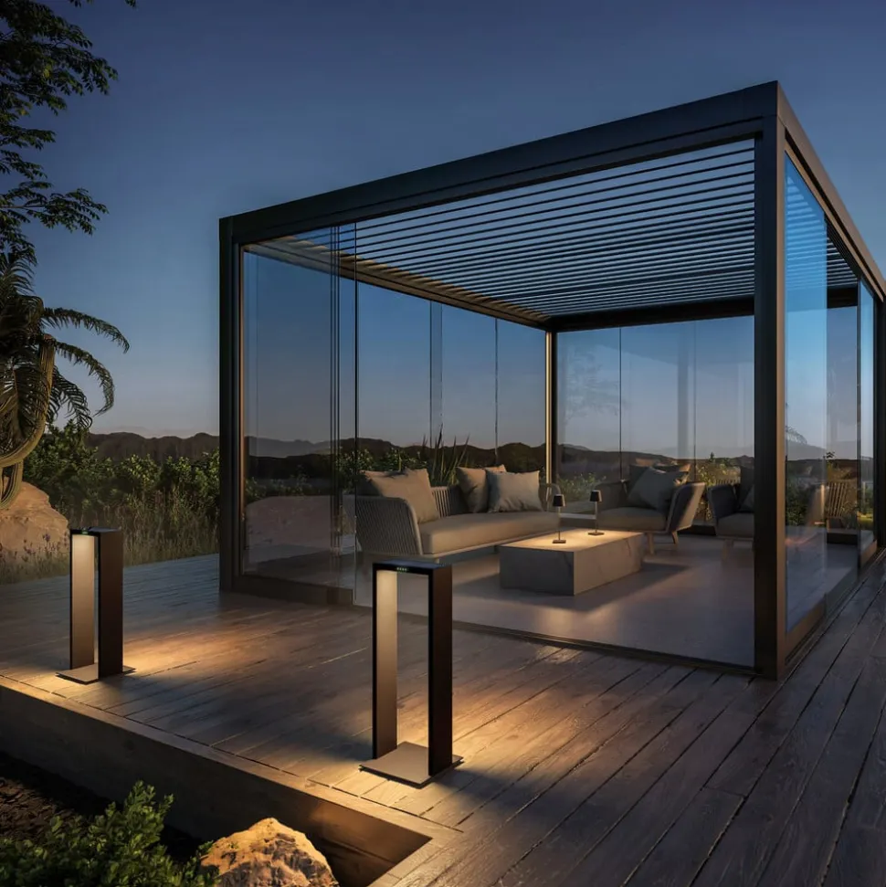 KLEWE LED lamp op zonne-energie AXIS MAXI, antraciet, 65 cm, aluminium, IP65