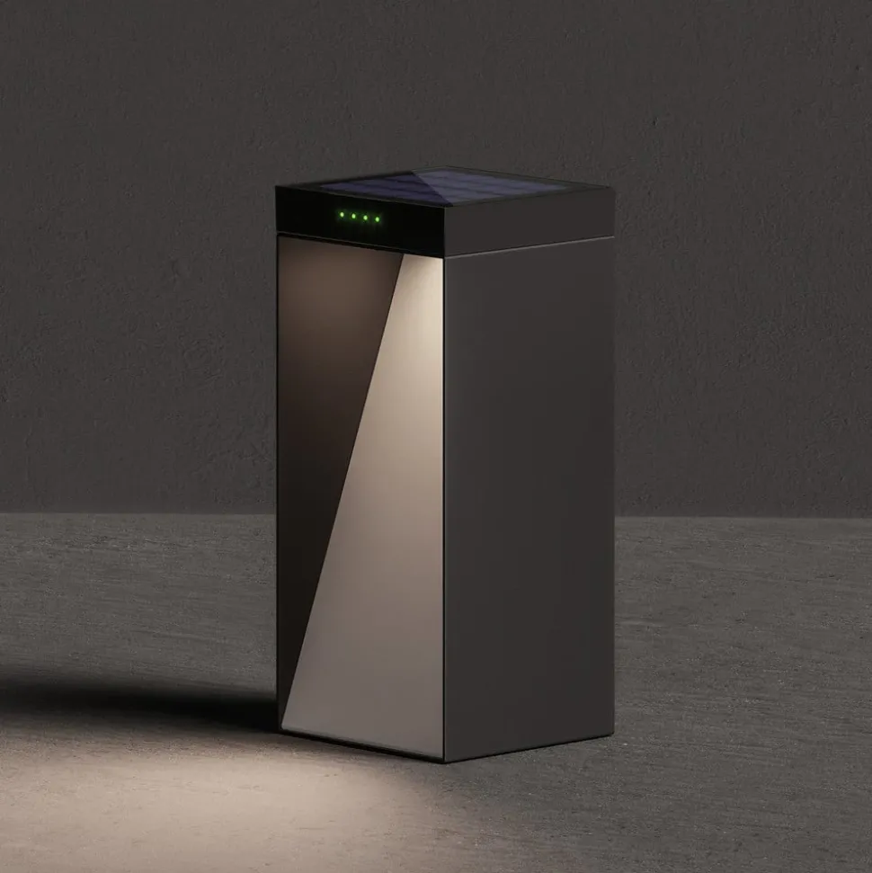 KLEWE LED lamp op zonne-energie MILIO SIDE, antraciet, 35 cm, aluminium, IP65