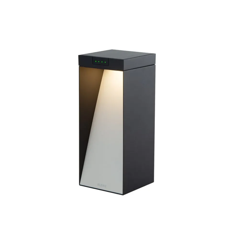 KLEWE LED lamp op zonne-energie MILIO SIDE, antraciet, 35 cm, aluminium, IP65
