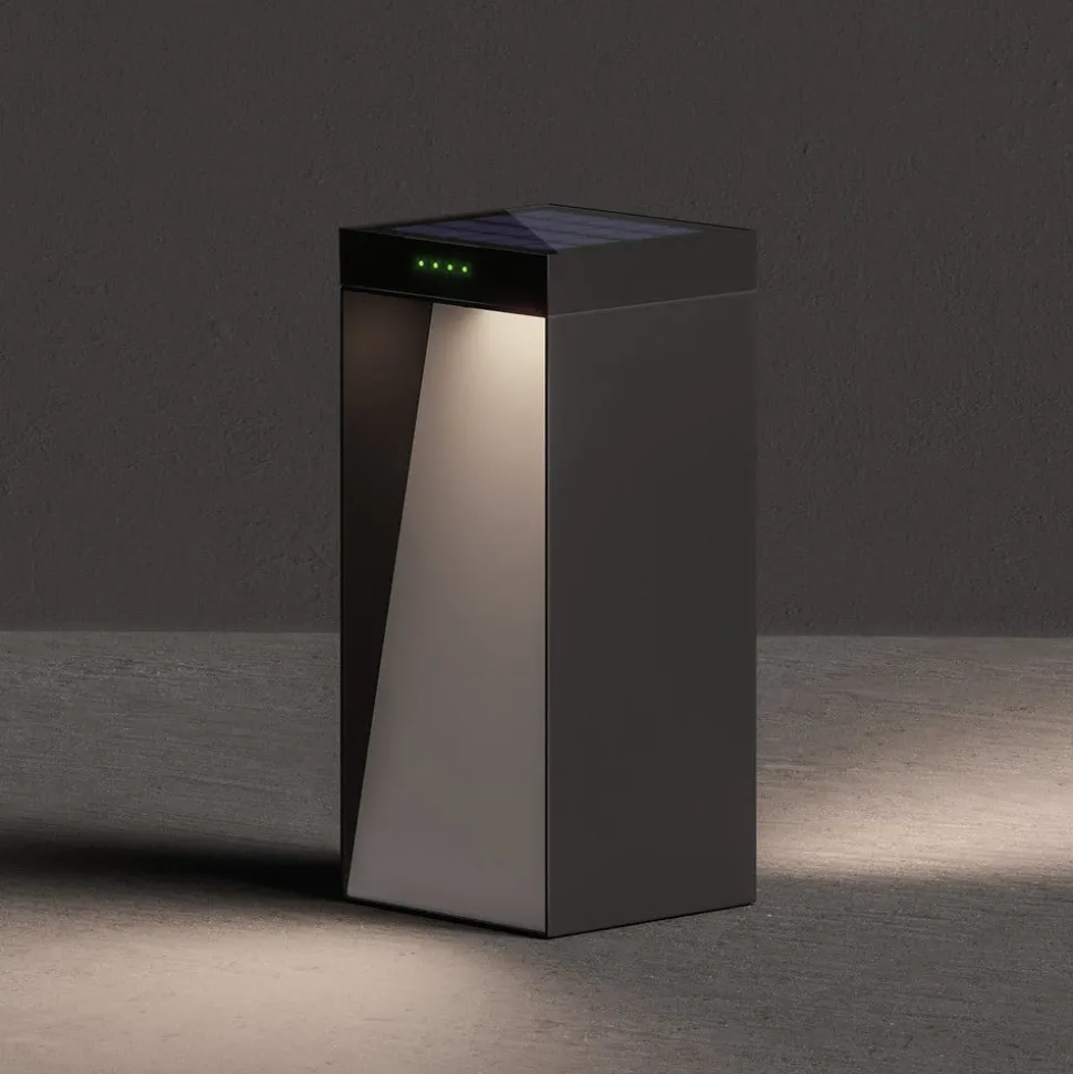 KLEWE LED lamp op zonne-energie MILIO FULL, antraciet, 35 cm, aluminium, IP65