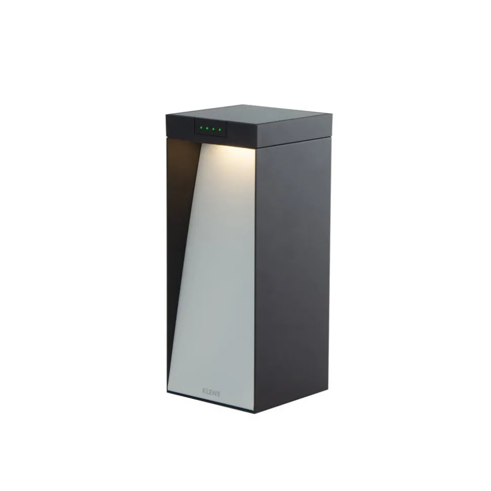 KLEWE LED lamp op zonne-energie MILIO FULL, antraciet, 35 cm, aluminium, IP65