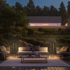 KLEWE LED lamp op zonne-energie RADIA MEGA, antraciet, 110 cm, aluminium IP65