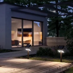 KLEWE LED lamp op zonne-energie HELIOSTEPPER, antraciet, grondspies, IP65