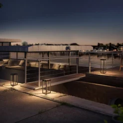 KLEWE LED lamp op zonne-energie RADIA MINI, antraciet, 35 cm, aluminium, IP65