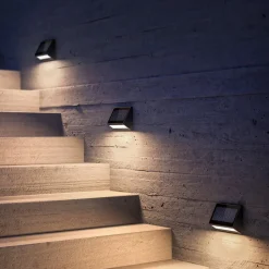 KLEWE LED wandlamp ECOSTEP, antraciet, 17 cm, IP65