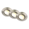 Klira inbouwlamp, nikkel, Ø 9 cm, draaibaar, set van 3