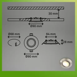 Klira inbouwlamp, nikkel, Ø 9 cm, draaibaar, set van 3